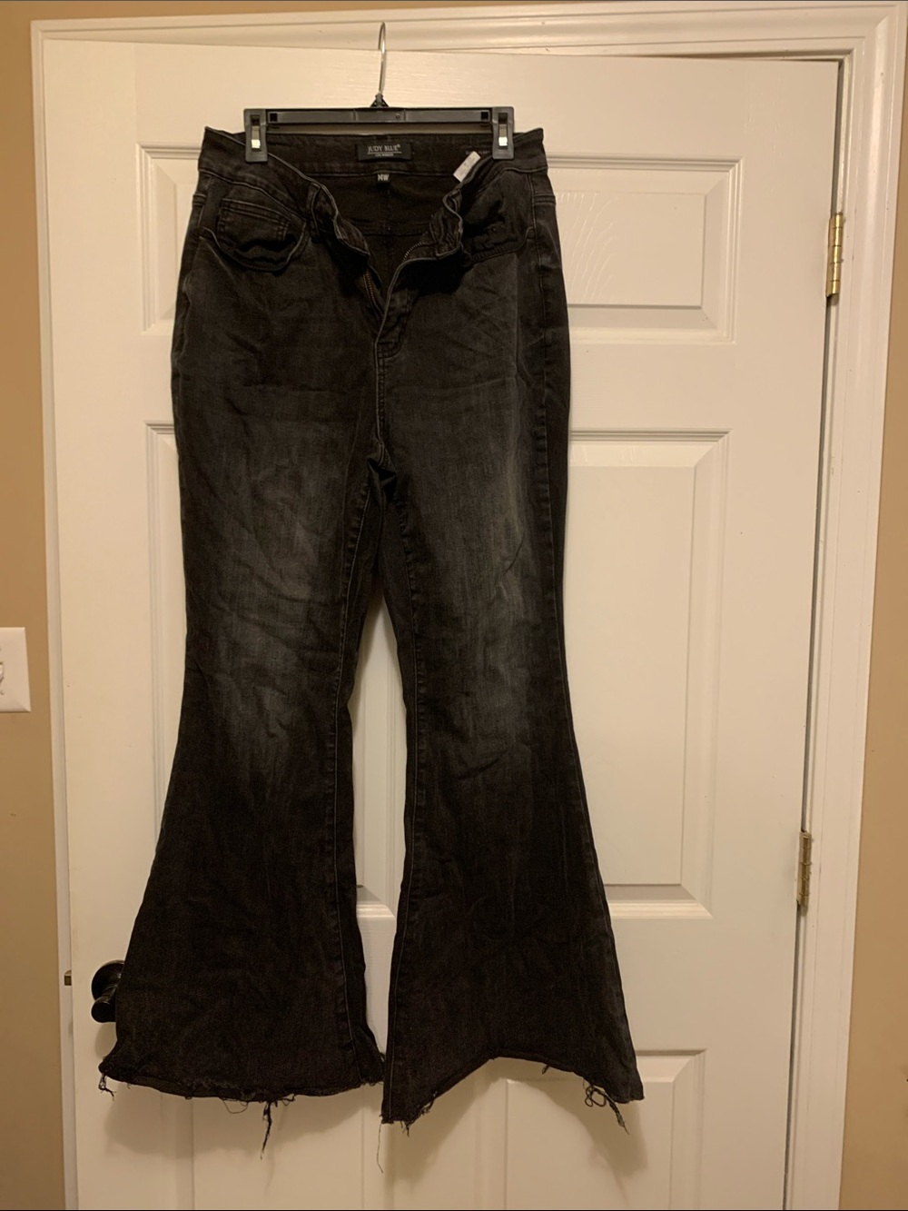 Judy Blue Black Faded Flared Jeans with Raw Hem